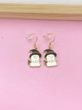 Gold Cute Ghost Witch Hat Broom Charm Earrings, Halloween Earrings, N3688