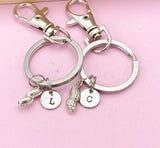 Silver Peanut Charm Keychain, Set of 2, N1435D