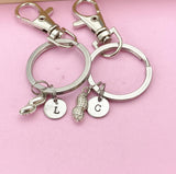 Silver Peanut Charm Keychain, Set of 2, N1435D