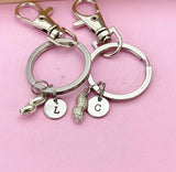 Silver Peanut Charm Keychain, Set of 2, N1435D