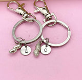 Silver Peanut Charm Keychain, Set of 2, N1435D