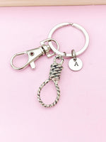 Silver Lasso Keychain, Knot Charm, Rope Charm, Lasso Charm, Gothic Jewelry, Occult Jewelry, Halloween Gift, N3754
