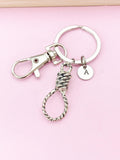 Silver Lasso Keychain, Knot Charm, Rope Charm, Lasso Charm, Gothic Jewelry, Occult Jewelry, Halloween Gift, N3754