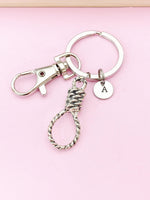 Silver Lasso Keychain, Knot Charm, Rope Charm, Lasso Charm, Gothic Jewelry, Occult Jewelry, Halloween Gift, N3754