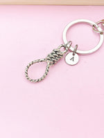 Silver Lasso Keychain, Knot Charm, Rope Charm, Lasso Charm, Gothic Jewelry, Occult Jewelry, Halloween Gift, N3754