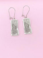 Silver Computer Keyboard Charm Earrings, N5804