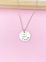 Silver Hand Stamp Coach Charm Necklace, Coach Jewelry, N891B