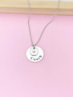Silver Hand Stamp Coach Charm Necklace, Coach Jewelry, N891B
