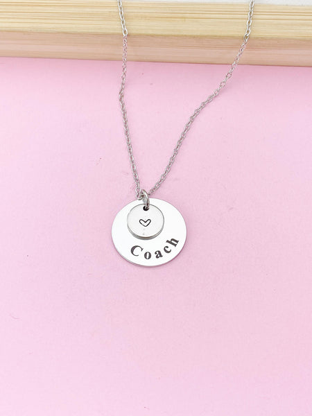 Silver Hand Stamp Coach Charm Necklace, Coach Jewelry, N891B