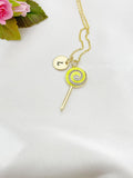 Gold Lollipop Charm Necklace, Yellow, N5923