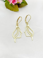 Gold Women Face Long Hair Charm Earrings, N5926