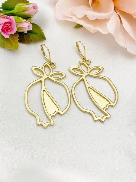 Gold Pomegranate Charm Earrings, N5928