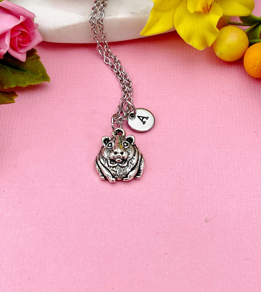 Silver Hamster Charm Necklace, Hamster Pet Shop Gifts, N1881A
