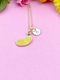 Gold Banana Charm Necklace, Foodie Fruit Jewelry Gift, N5852