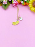 Gold Banana Charm Necklace, Foodie Fruit Jewelry Gift, N5852