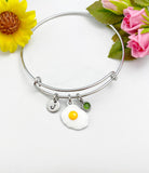 Fried Egg Charm Bracelet, Initial Bangle, N686