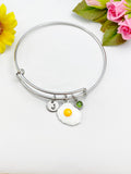 Fried Egg Charm Bracelet, Initial Bangle, N686