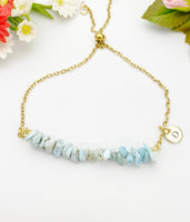 Gold Natura Larimar Bracelet, Natura Larimar Gemstone Jewelry, Necklace Option, N5878A