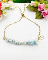 Gold Natura Larimar Bracelet, Natura Larimar Gemstone Jewelry, Necklace Option, N5878A
