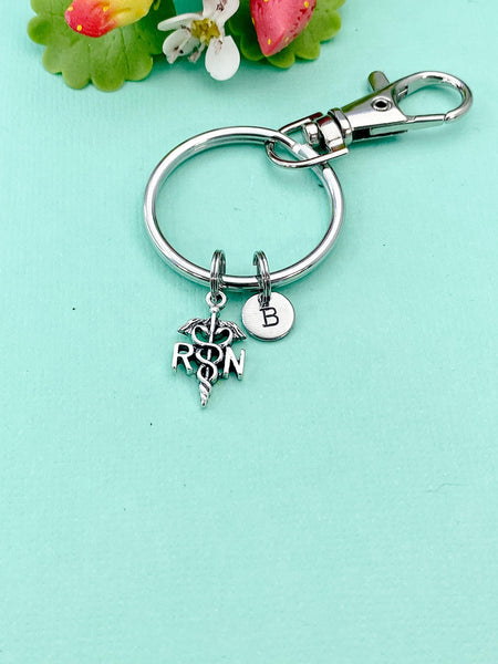 Silver RN Charm Keychain, N2586A