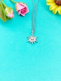 Silver Star Necklace, Star Charm, Snowflake Charm Necklace,