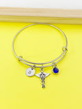 Veterinarian Caduceus Charm Bracelet, Initial, Vet Tech Graduation Gift