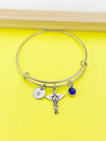 Veterinarian Caduceus Charm Bracelet, Initial, Vet Tech Graduation Gift