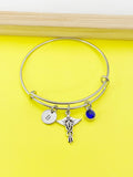 Veterinarian Caduceus Charm Bracelet, Initial, Vet Tech Graduation Gift