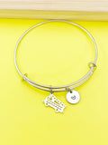 Silver Fire Truck Charm Bracelet, Crane Charm, Firefighter Gift, N4816