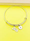 Silver Fire Truck Charm Bracelet, Crane Charm, Firefighter Gift, N4816