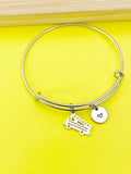 Silver Fire Truck Charm Bracelet, Crane Charm, Firefighter Gift, N4816