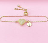Gold Heart Bracelet, Zirconia Heart Jewelry, N5805