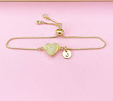 Gold Heart Bracelet, Zirconia Heart Jewelry, N5805