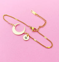 Gold Crescent Bracelet, Half Moon, N3861