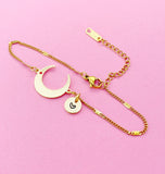 Gold Crescent Bracelet, Half Moon, N3861