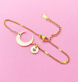 Gold Crescent Bracelet, Half Moon, N3861