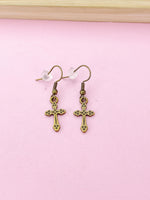 Bronze Cross Charm Earrings, N5105