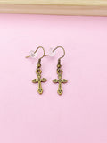 Bronze Cross Charm Earrings, N5105