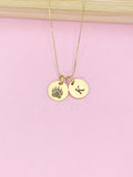 Gold or silver Bear Footprint Charm Necklace, Paw, D475