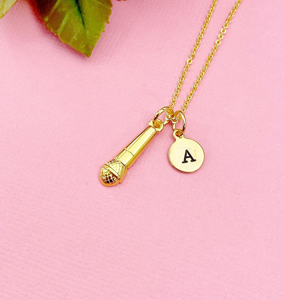 Gold Microphone Charm Necklace, N5189
