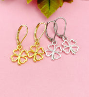 Gold or Silver Plated Shamrock Clover Charm Earrings, Shamrock Clover Jewelry, N2750A