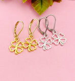 Gold or Silver Plated Shamrock Clover Charm Earrings, Shamrock Clover Jewelry, N2750A