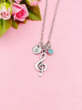 Treble Music Note Necklace, Music Teacher Gift, Music Melody Charm, N5018
