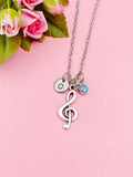 Treble Music Note Necklace, Music Teacher Gift, Music Melody Charm, N5018