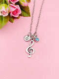 Treble Music Note Necklace, Music Teacher Gift, Music Melody Charm, N5018