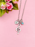 Treble Music Note Necklace, Music Teacher Gift, Music Melody Charm, N5018