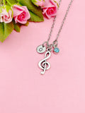 Treble Music Note Necklace, Music Teacher Gift, Music Melody Charm, N5018
