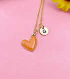 Best Valentine's Day Gifts, Sweet Gifts, Orange Heart Necklace, Personalized Birthday Gift, N4312