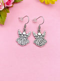 Silver Guardian Angel Wing Earrings, Stainless Steel Hooks