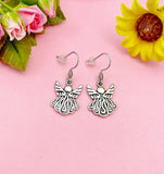 Silver Guardian Angel Wing Earrings, Stainless Steel Hooks
